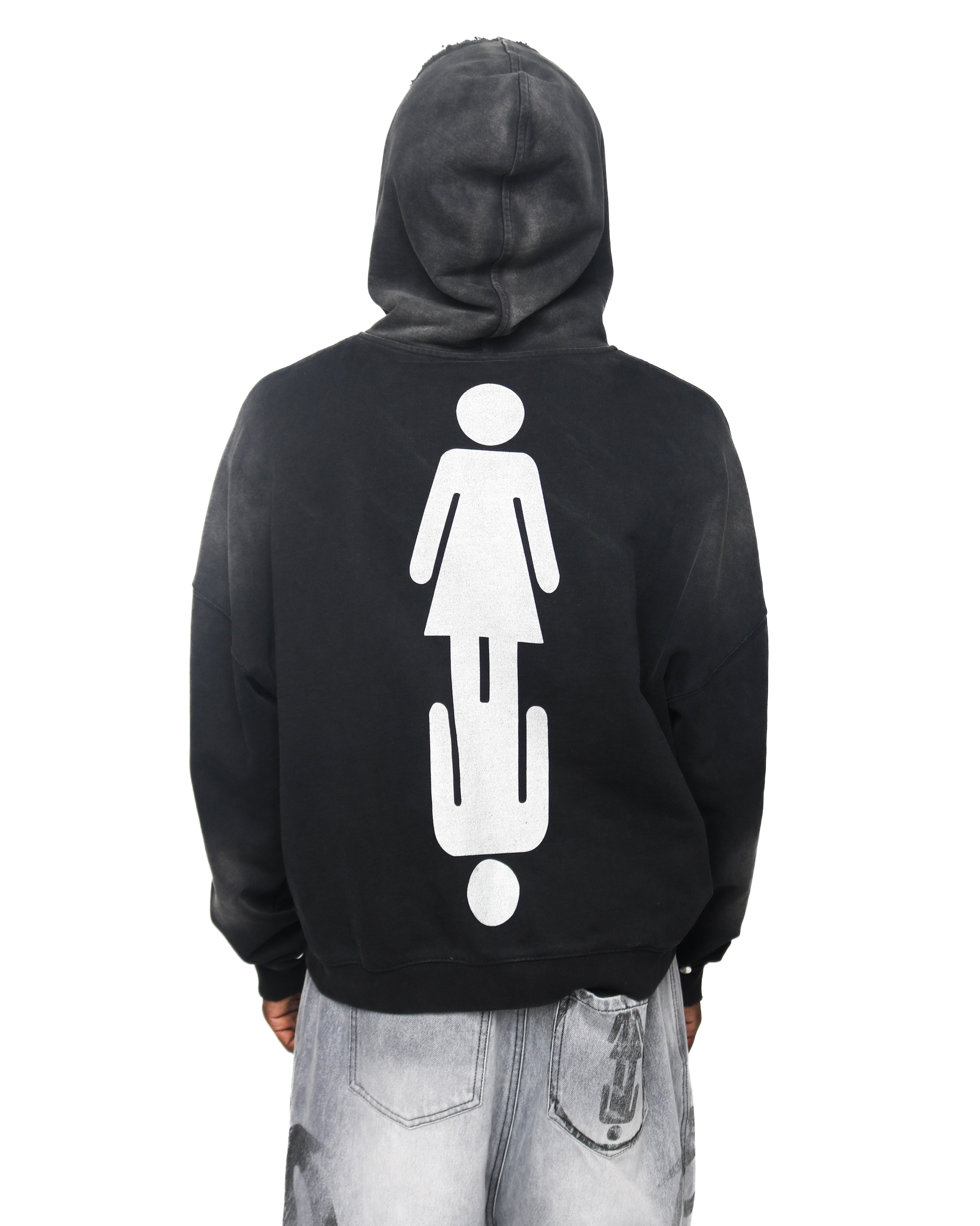 Black Reverse Benz Zip Hoodie